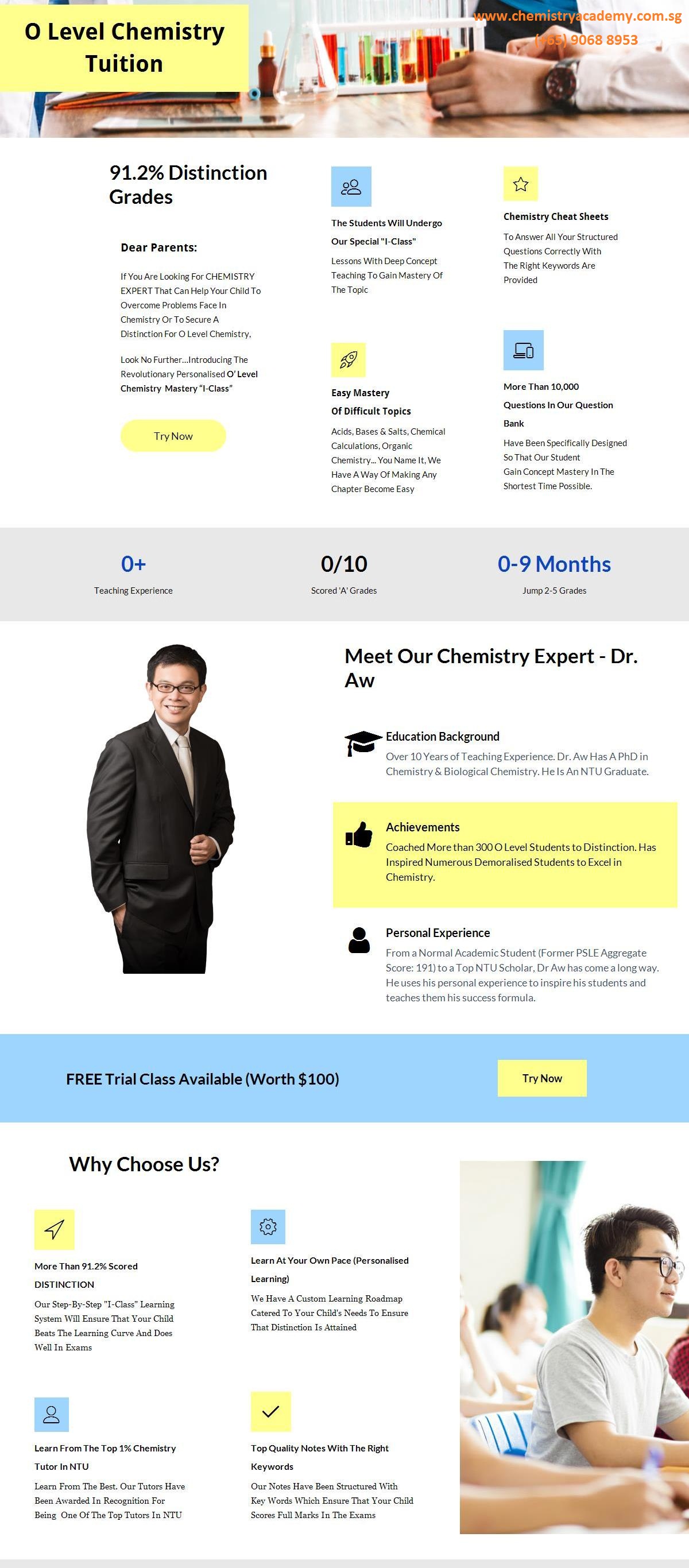 O Level Chemistry Tuition, Bukit Batok, Singapore