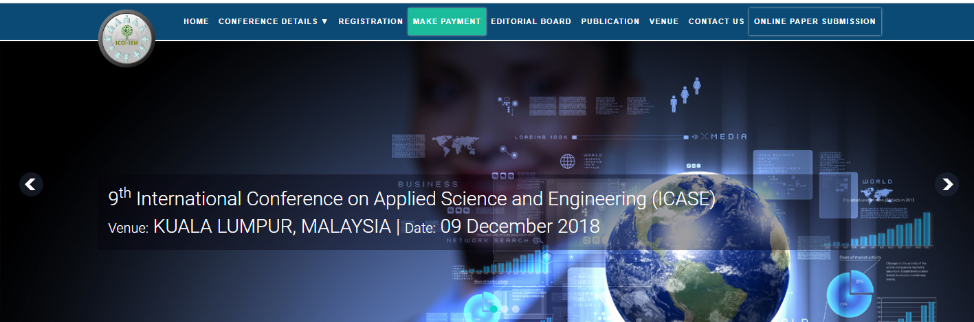9th International Conference on Applied Science and Engineering (ICASE), Kuala Lumpur, Malaysia