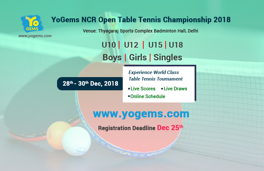 YoGems NCR Open Table Tennis Championship 2018, New Delhi, Delhi, India