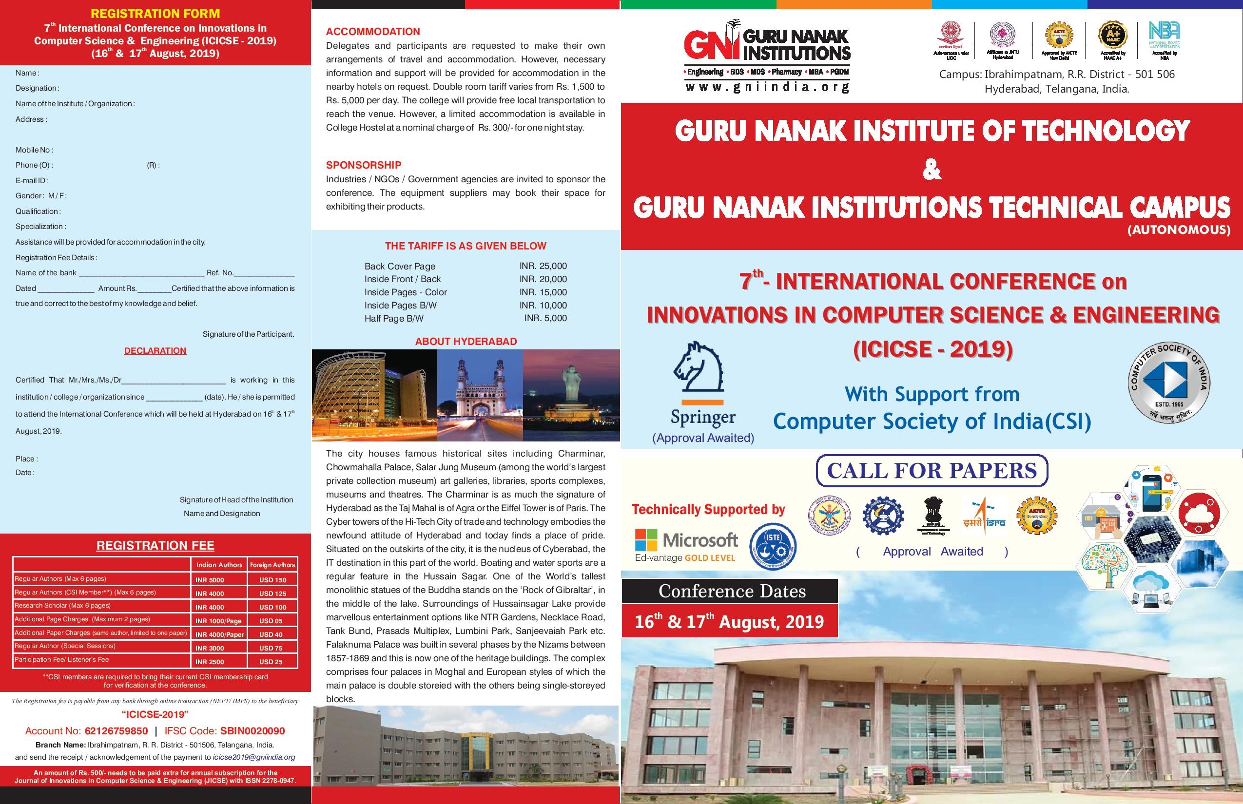 7th International Conference on Innovations in Computer Science & Engineering, Hyderabad, Telangana, India