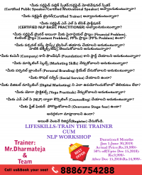 Lifeskills-Train the trainer cum NLP Workshop 8886754288