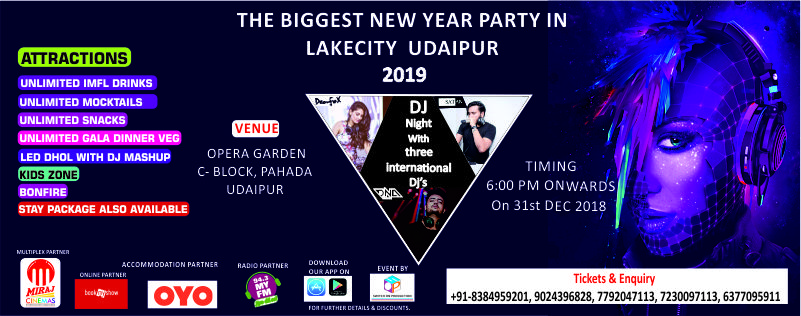 The Biggest New Year Party In Lakecity Udaipur  2019, Udaipur, Rajasthan, India
