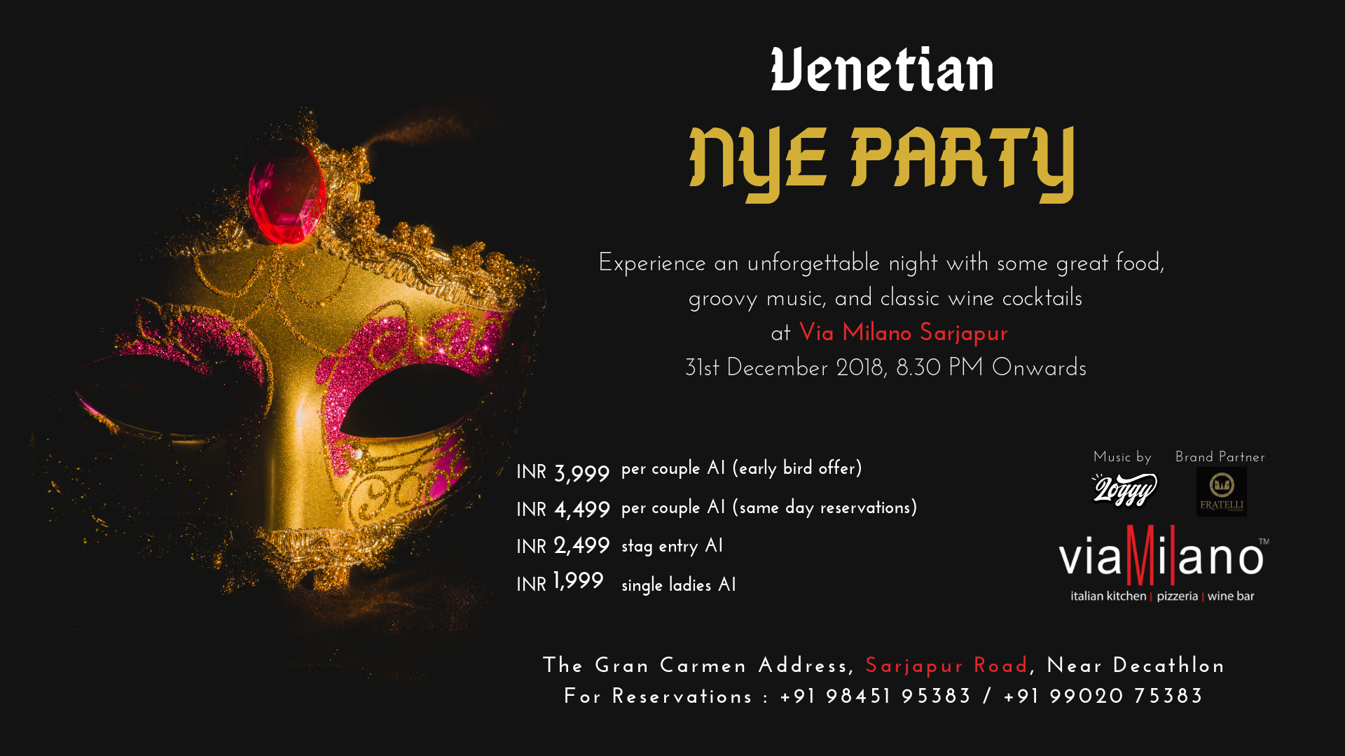 Venetian NYE Party 2019, Bangalore, Karnataka, India