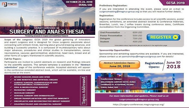Global Conference on Surgery and Anesthesia, Dubai, United Arab Emirates