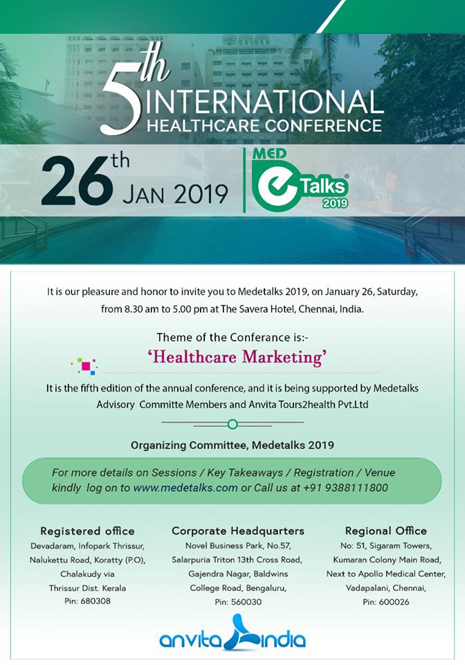 Medetalks 2019 - 5th International Health Care Conference, Chennai, Tamil Nadu, India