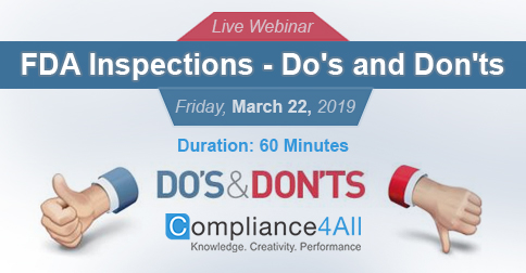 FDA Inspections - Do's and Don'ts 2019, Fremont, California, United States