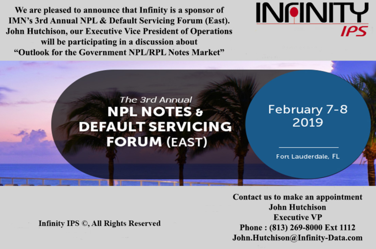 Infinity is a sponsor of IMN’s 3rd Annual NPL & Default Servicing Forum (East), Wesley Chapel, Florida, United States