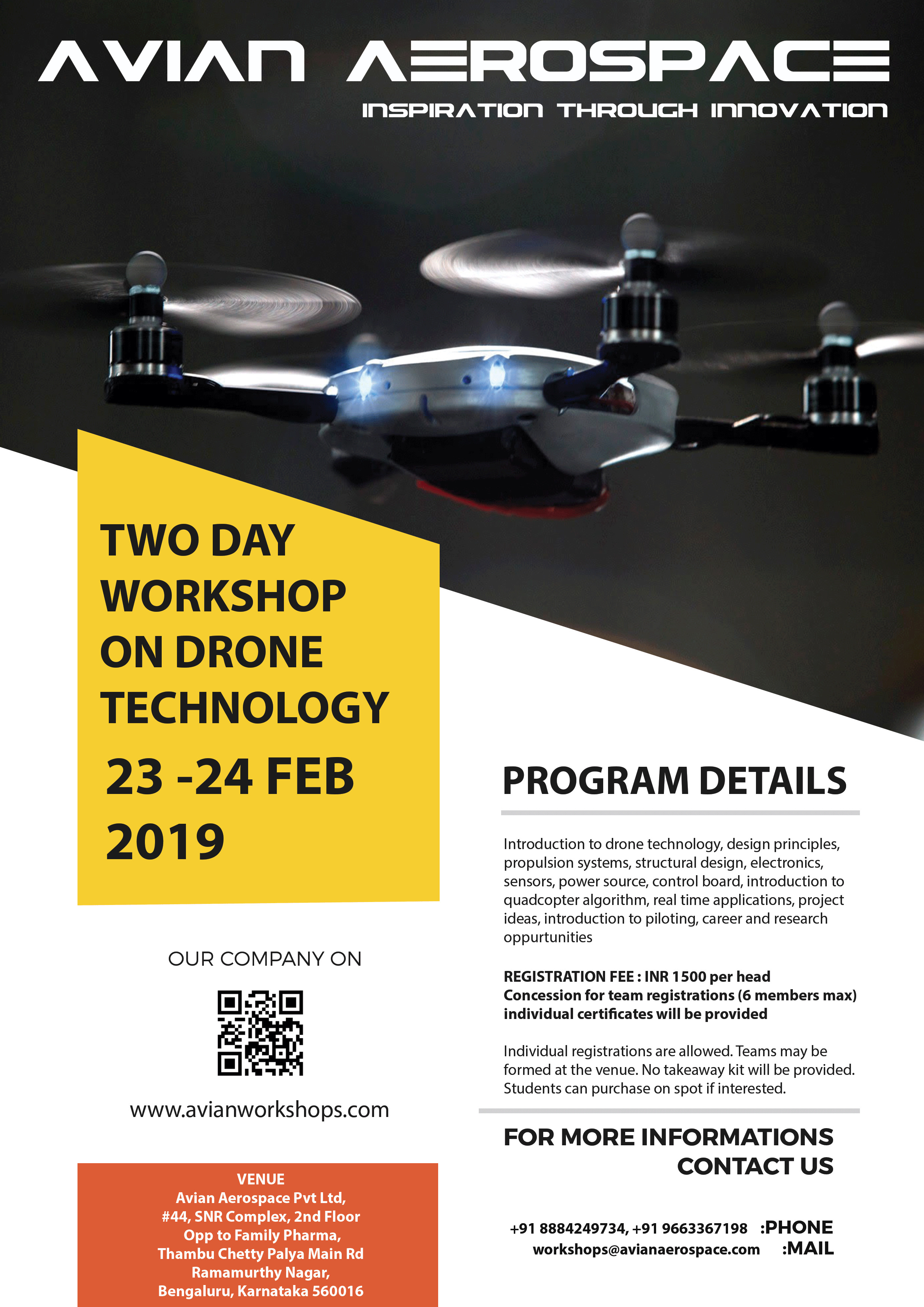 TWO-DAY WORKSHOP ON DRONE TECHNOLOGY, Bangalore, Karnataka, India