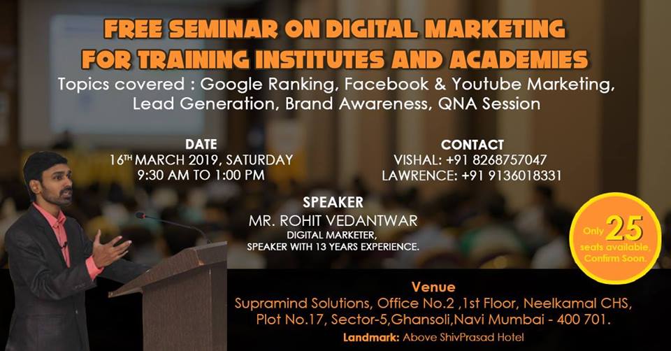Free Digital Marketing Seminar for Training Institutes, Mumbai suburban, Maharashtra, India