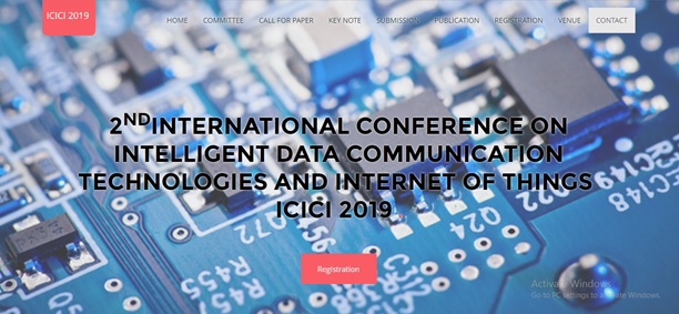 Scopus-Indexed Springer 2nd International Conference on Intelligent Data Communication Technologies and Internet of Things 2019, Coimbatore, Tamil Nadu, India