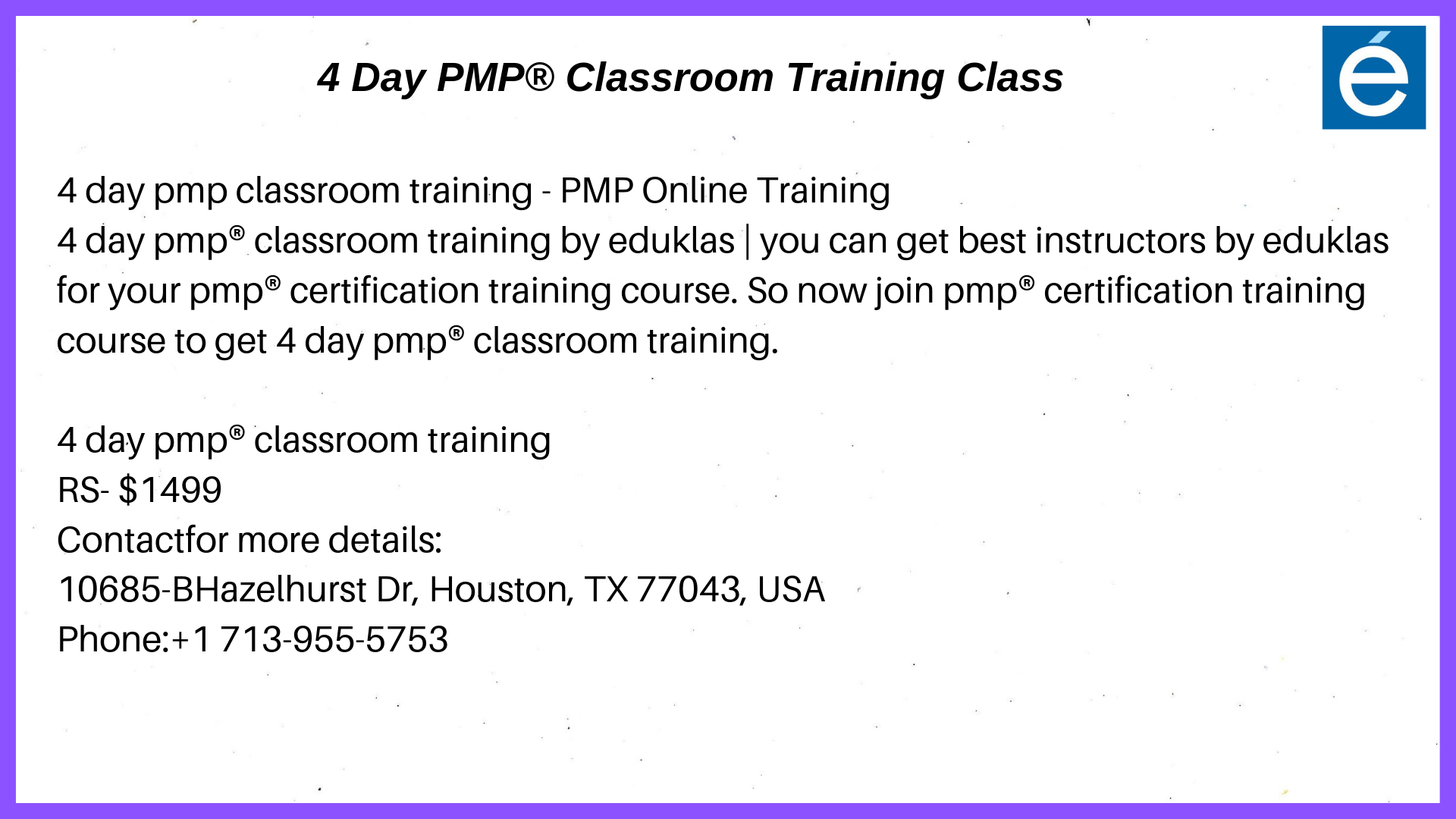 PMP Classroom course for PMP Exam, Baxter, Arkansas, United States