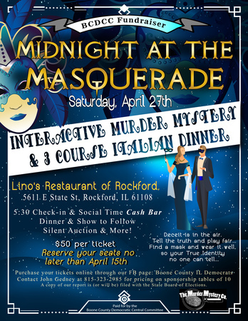 Midnight at the Masquerade ~ Mystery Dinner at Lino's BCDCC Fundraiser, Rockford, Illinois, United States