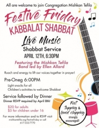 Festive Friday **Live Music**  Kabbalat Shabbat