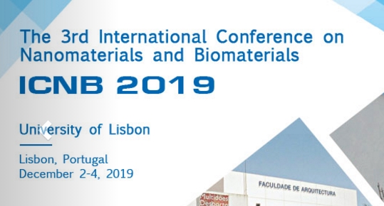 2019 The 3rd International Conference on Nanomaterials and Biomaterials (ICNB 2019), Lisbon, Lisboa, Portugal