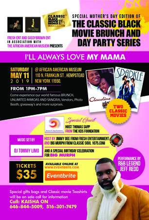 Mothers Day Special Edition of the Classic Black Movie Brunch and Day Party, Nassau, New York, United States