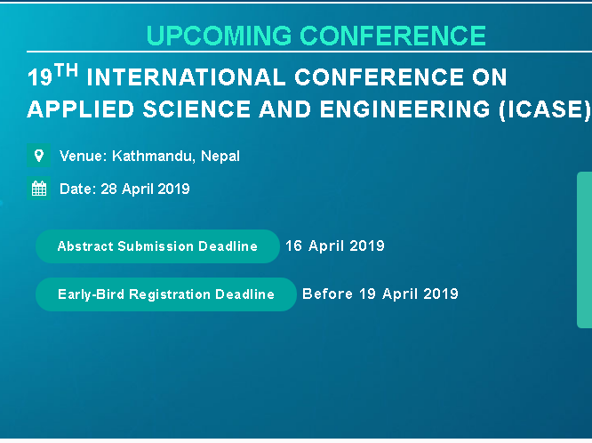 19th International Conference on Applied Science and Engineering (ICASE), Kathmandu, Nepal