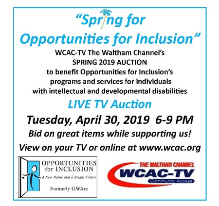 "Spring for Opportunities for Inclusion!" Live TV Auction Fundraiser, Waltham, Massachusetts, United States