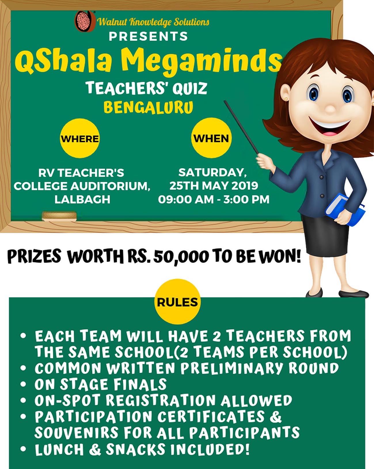 QShala Megaminds - The Largest Teachers' Quiz in Bengaluru!, Bangalore, Karnataka, India