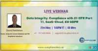 Data Integrity: Compliance with 21 CFR Part 11, SaaS-Cloud, EU GDPR