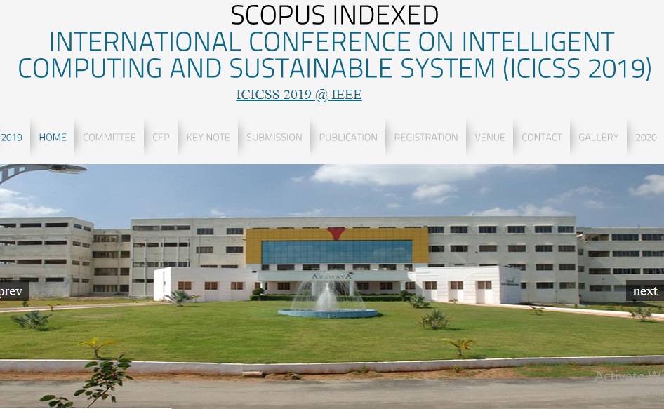 Scopus-Indexed International Conference on Intelligent Computing and Sustainable System, Coimbatore, Tamil Nadu, India