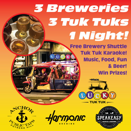 3 Craft Brews - 3 Tuk Tuks - 3 Hours - Lucky Tuk Tuk Craft Beer Shuttle, San Francisco, California, United States