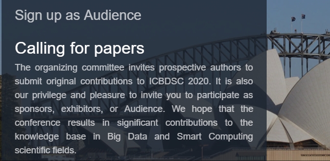 2020 The 3rd International Conference on Big Data and Smart Computing (ICBDSC 2020), Sydney, New South Wales, Australia