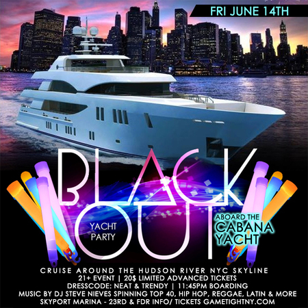 NYC Blackout Yacht Party Cruise at Skyport Marina Cabana Yacht 2019, New York, United States