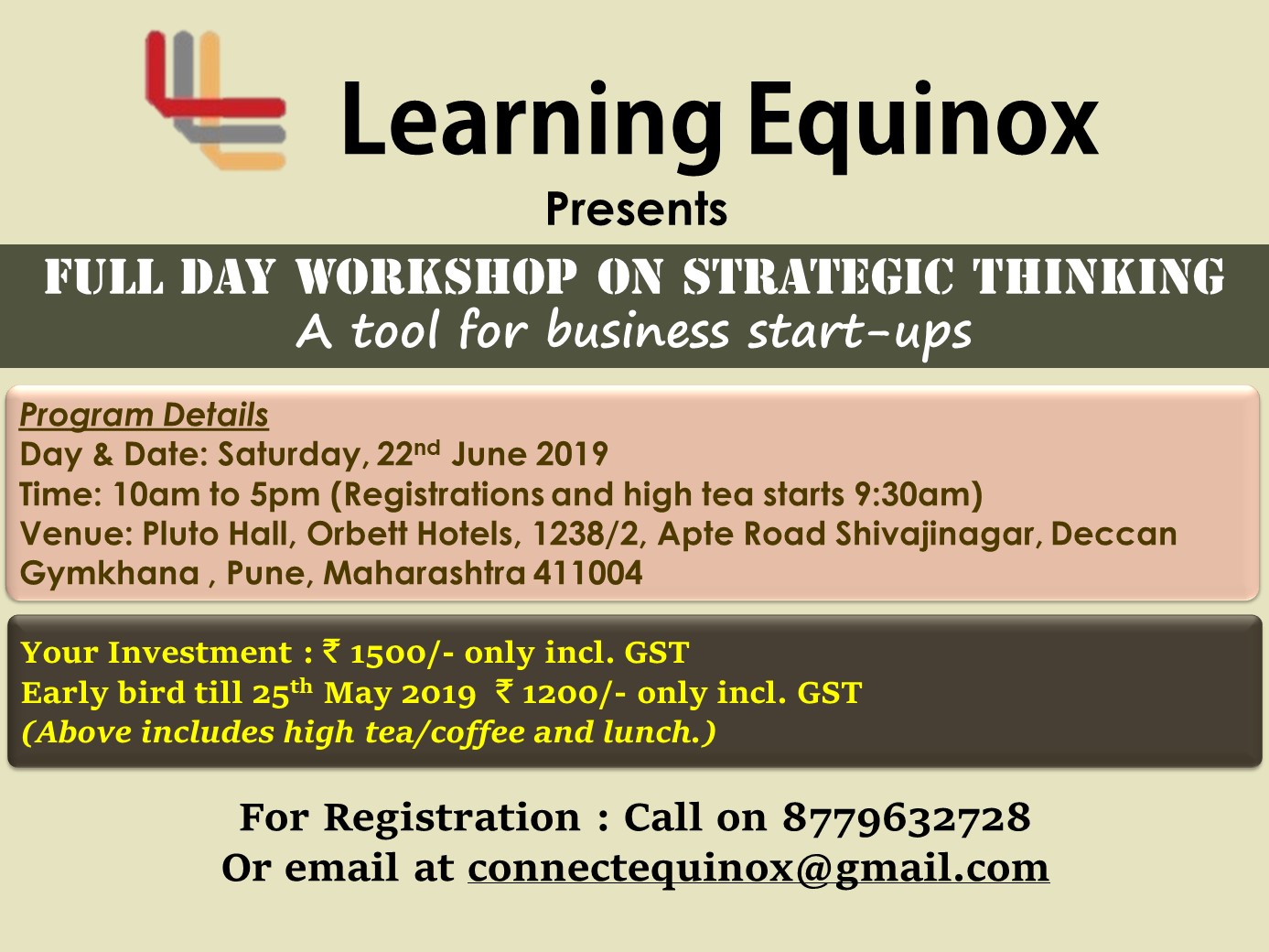 Full day workshop on Strategic thinking - A tool for business start-ups, Pune, Maharashtra, India