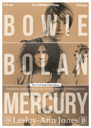 Bowie Bolan & Freddie Mercury (Lesley-Ann Jones) 28 July, Putney, London, United Kingdom