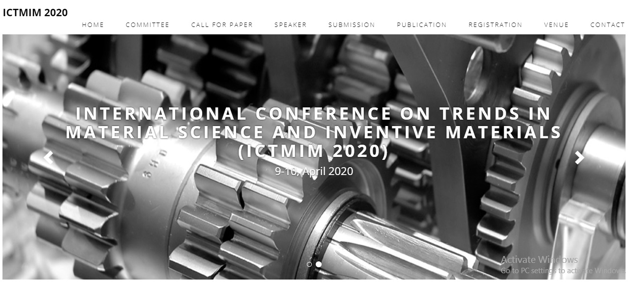 Scopus-Index AIP International Conference On Trends In Material Science And Inventive Materials, Coimbatore, Tamil Nadu, India