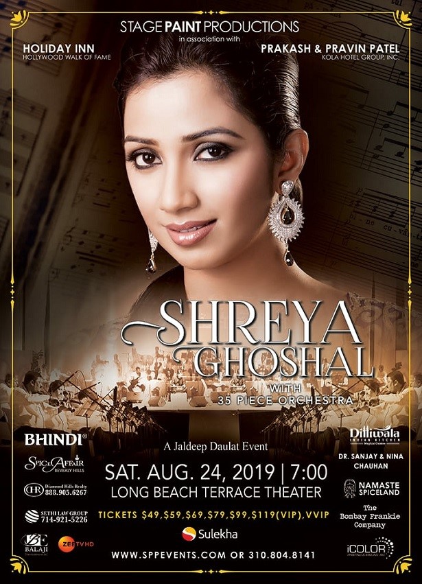 Shreya Ghoshal Live Concert 2019 Los Angeles, Long Beach, CA,California,United States