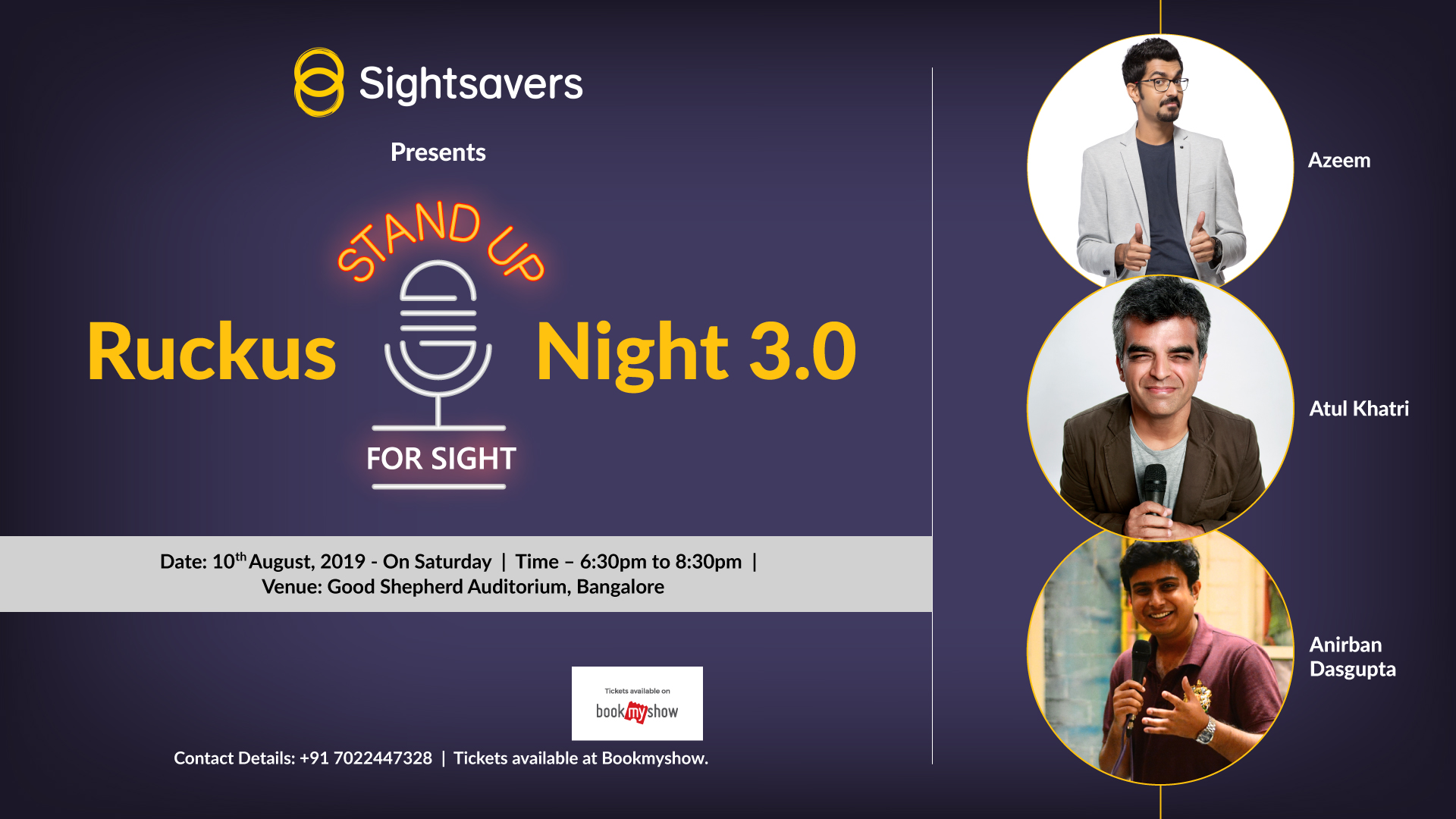 Ruckus Night 3.0 Stand up for Sight, Bangalore, Karnataka, India
