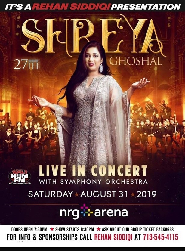 Shreya Ghoshal Live in Concert Houston 2019, Houston, Texas, United States