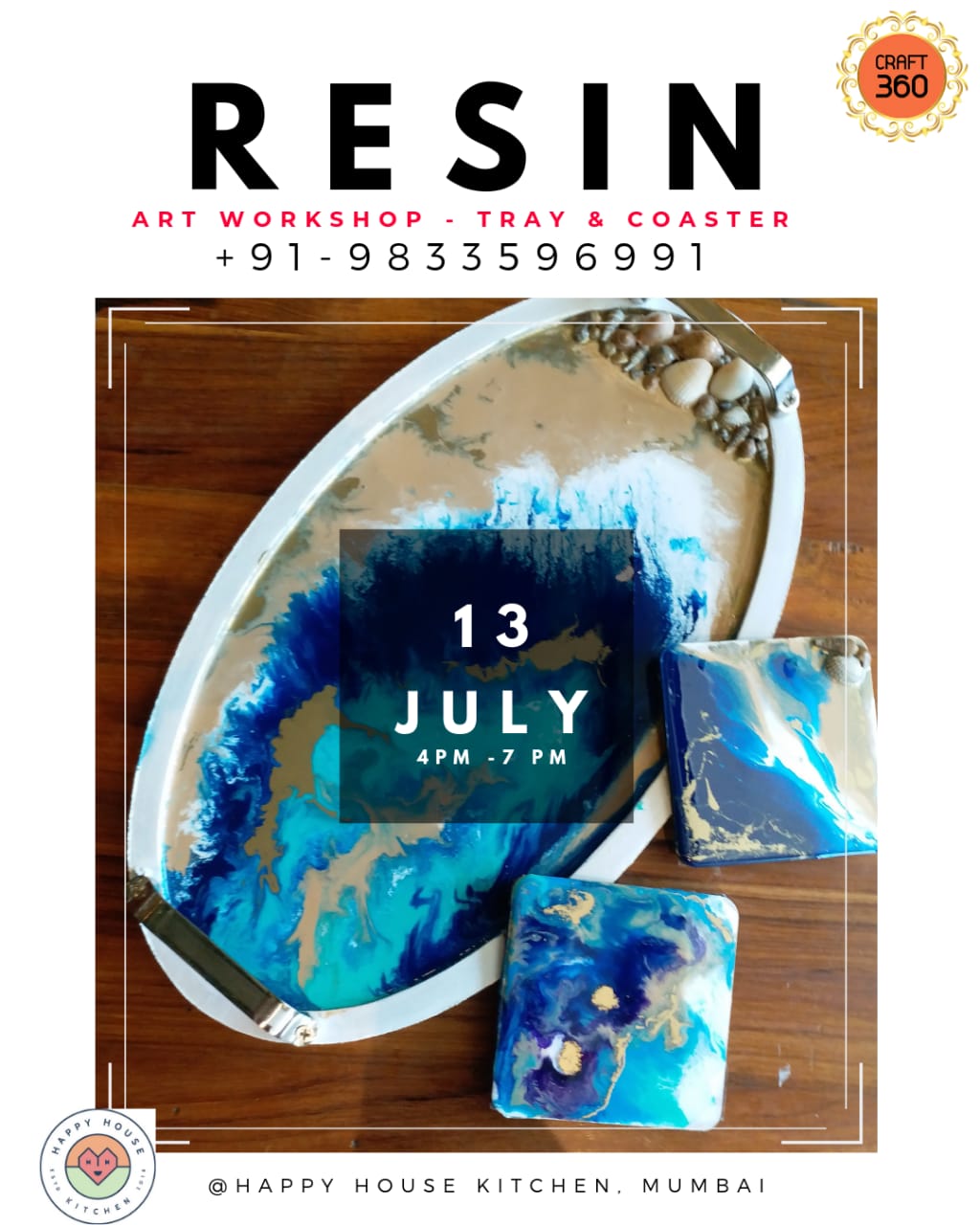 Resin Art workshop with the Tray and Coaster, Mumbai, Maharashtra, India