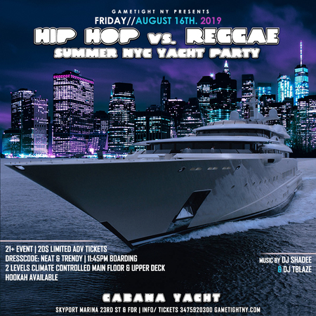 NYC Hip Hop vs. Reggae Summer Yacht Party Cruise 2019, New York, United States