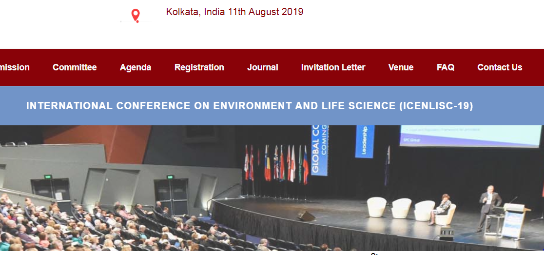 International Conference on Environment and Life Science (ICENLISC-19), Kolkata, West Bengal, India