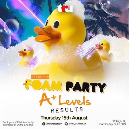 A-Level Results | Foam Party, Camberley, United Kingdom