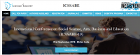 International Conference on Social Science, Arts, Business and Education  (ICSSABE-19)