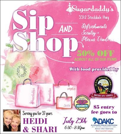 Sip and Shop on July 25 at Sugardaddy's Women's Boutique, Bakersfield, California, United States