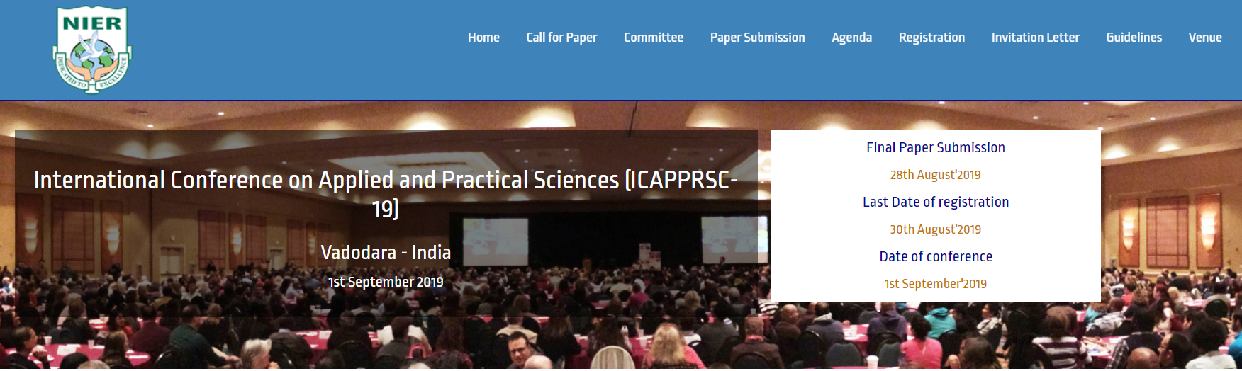 International Conference on Applied and Practical Sciences (ICAPPRSC-19), Vadodara, Gujarat, India