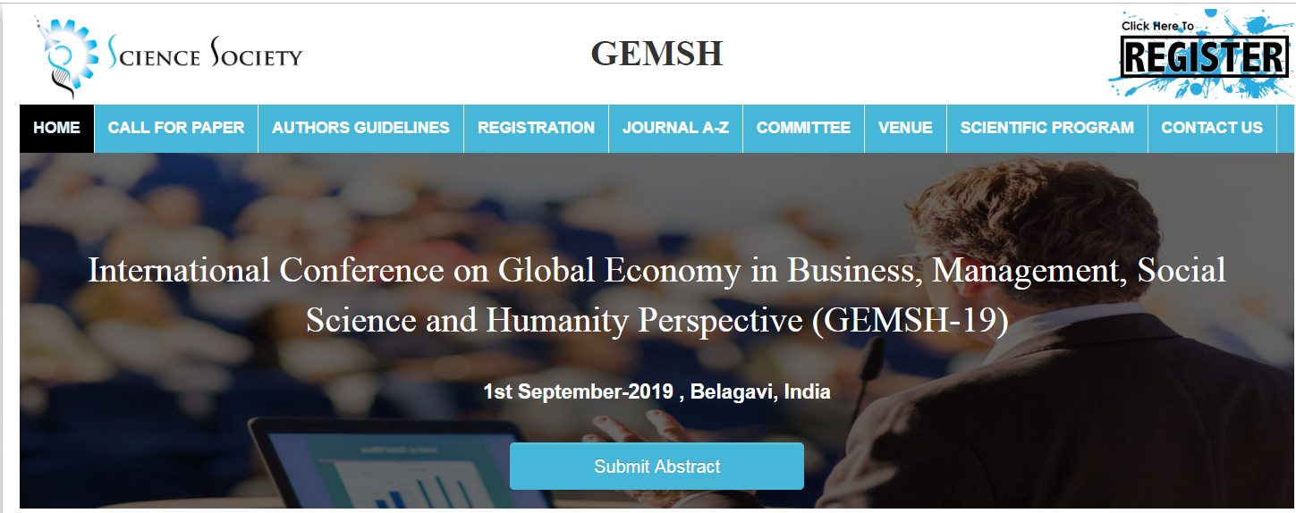 International Conference on Global Economy in Business, Management, Social Science and Humanity Perspective (GEMSH-19), Belagavi, Karnataka, India