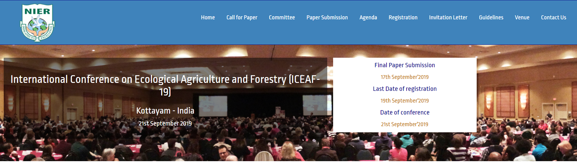 International Conference on Ecological Agriculture and Forestry (ICEAF-19), Kottayam, Kerala, India