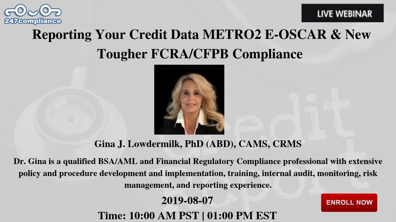 Reporting Your Credit Data METRO2 E-OSCAR & New Tougher FCRA/CFPB Compliance, Newark, Delaware, United States