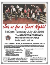 Join us for a Guest Night! - The Stockton Portsmen Barbershop Chorus