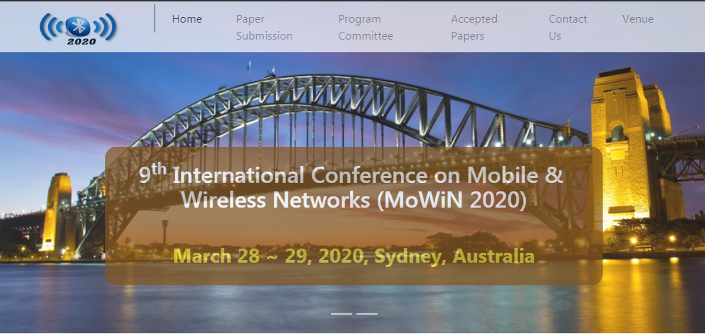 9th International Conference on Mobile & Wireless Networks (MoWiN 2020), Sydney, Australia,New South Wales,Australia
