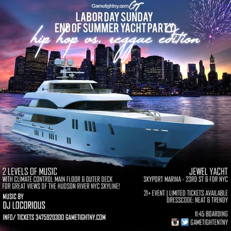 NYC Hip Hop vs. Reggae Labor Day Weekend Yacht Party 2019, New York, United States