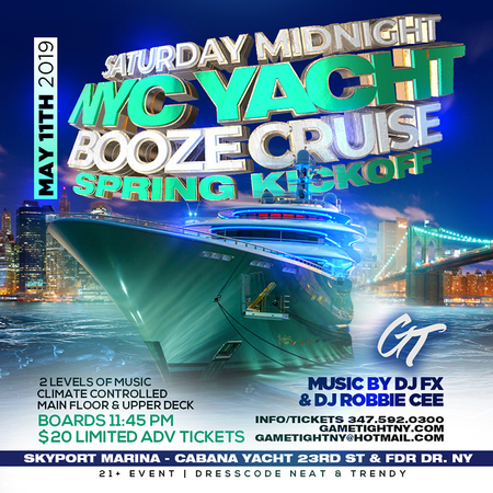 Manhattan Saturday Midnight Yacht Party Booze Cruise at Skyport Marina, New York, United States