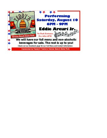 Eddie Arcuri Jr. Live @ Teddy's Treats, Verona Beach, New York, United States