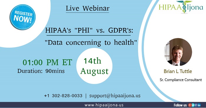 HIPAA's "PHI" vs. GDPR's: "Data concerning to health", Middletown, Delaware, United States