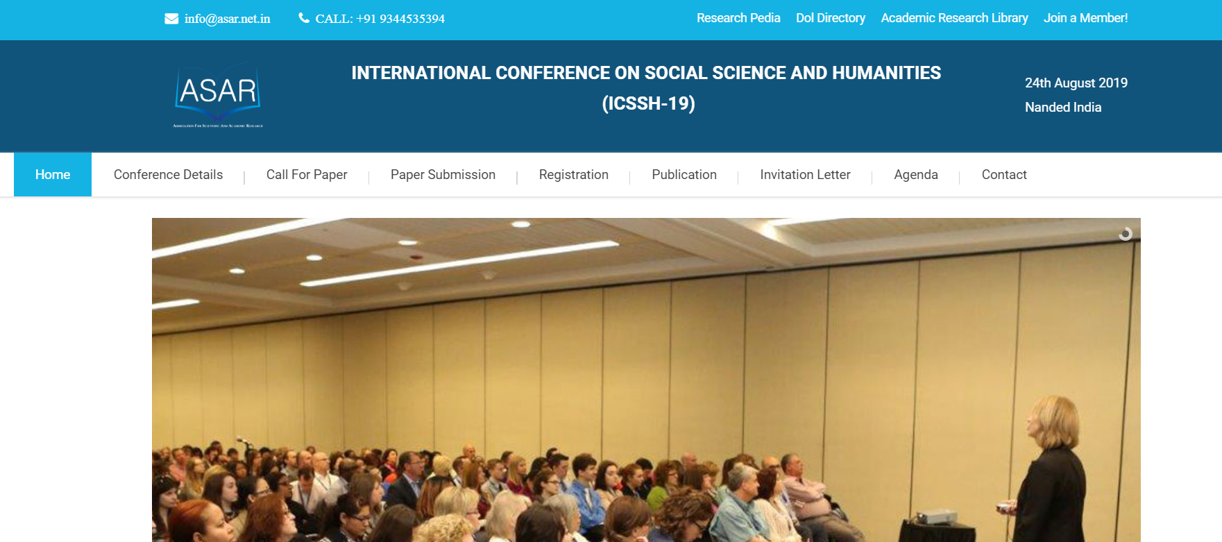 INTERNATIONAL CONFERENCE ON SOCIAL SCIENCE AND HUMANITIES  (ICSSH-19), Nanded, Maharashtra, India
